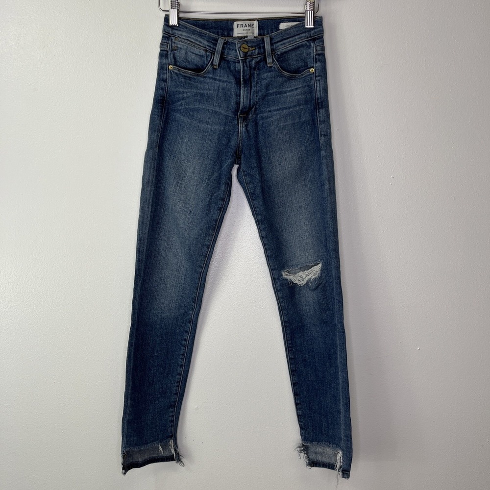 Frame Denim Le High Skinny Step Hem Distressed Jeans Size 24